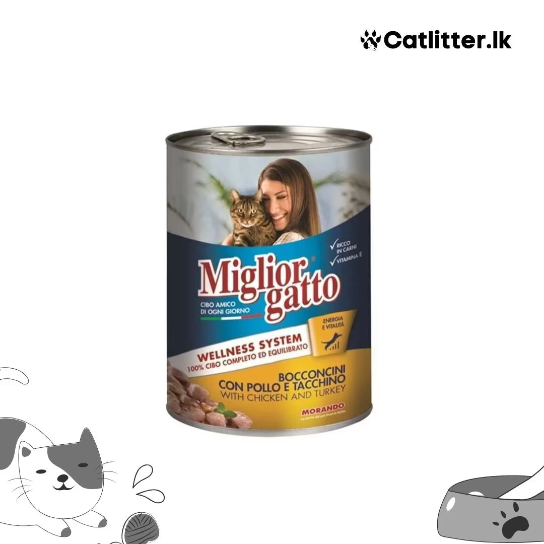 Miglior gatto Chunks With Chicken & Turkey 405g petbay.lk