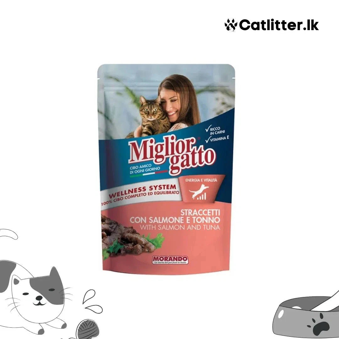 Miglior gatto Strips With Salmon & Tuna Pouch 100g petbay.lk
