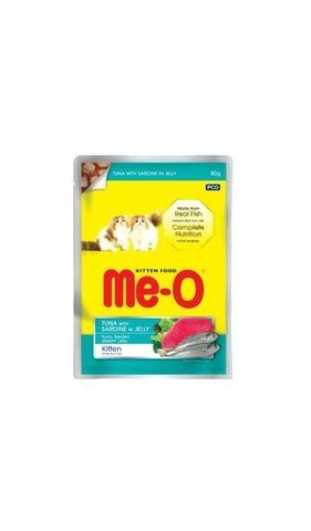 Me-O Tuna with Sardine in Jelly Kitten Wet Food Pouch 80g petbay.lk